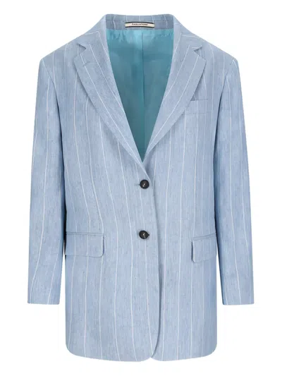 Tagliatore Pinstriped Blazer In Blue