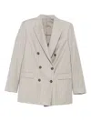 Tagliatore Pinstriped Double-breasted Blazer In Gray