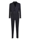 Tagliatore Striped Double-breasted Suit In Wool And Silk In Blue