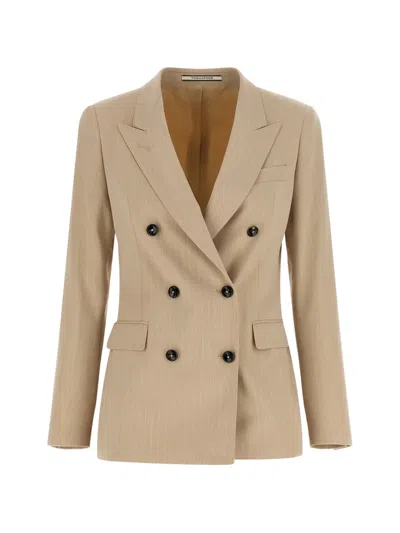 Tagliatore Pinstriped Double-breasted Blazer In Neutral