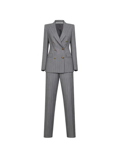 Tagliatore Pinstriped Double-breasted Blazer In Gray