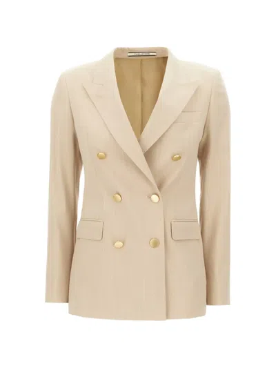 Tagliatore Pinstriped Double-breasted Blazer In Neutral