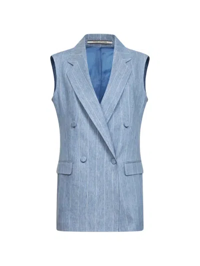 Tagliatore Pinstriped Double-breasted Jacket In Blue