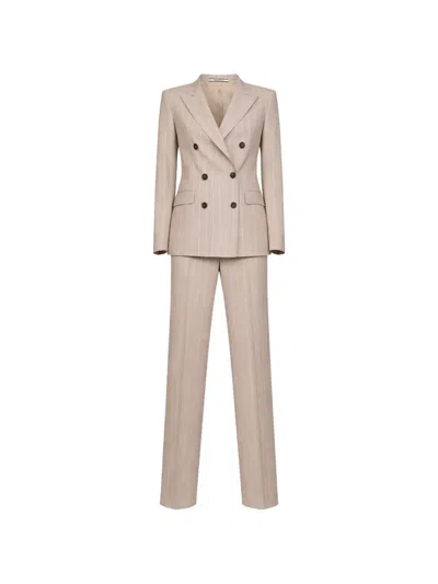 Tagliatore Pinstriped Double-breasted Suit In Neutral