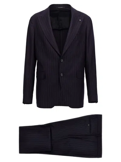 Tagliatore Pinstripe Single-breasted Suit In Blue