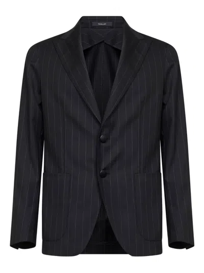 Tagliatore Pinstriped Peak-lapel Blazer In Black