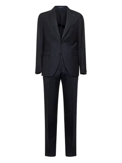 TAGLIATORE PINSTRIPED PEAK-LAPELS SUIT