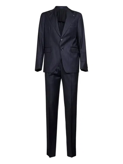 Tagliatore Pinstriped Single-breasted Suit In Black