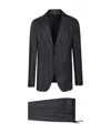 Tagliatore Pinstripe Grey Suit In Black