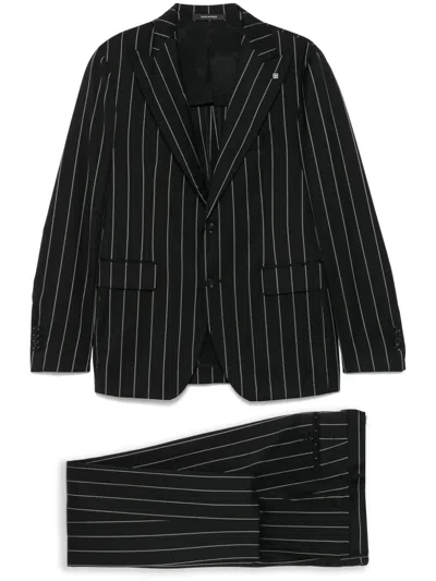 Tagliatore Pinstriped Suit In Black
