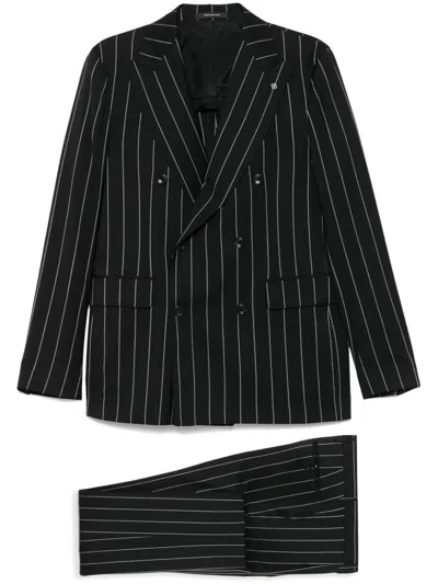 Tagliatore Prinstriped Suit In Black