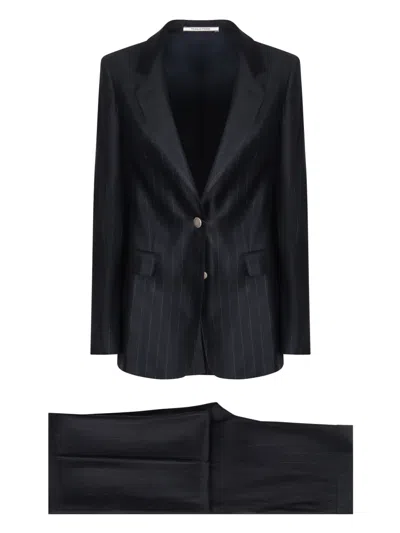 Tagliatore Pinstriped Suit In Blue