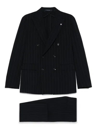 Tagliatore Pinstriped Suit In Blue