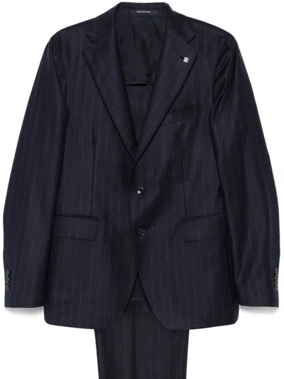 Tagliatore Pinstriped Suit In Blue
