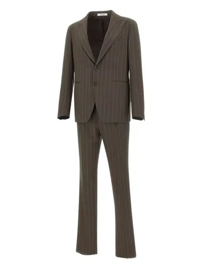 Tagliatore Pinstriped Suit In Brown