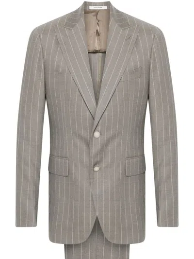 Tagliatore Pinstriped Suit In Grey