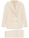 Tagliatore Linen Double-breasted Suit In Taupe In Neutrals
