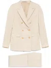 Tagliatore Linen Double-breasted Suit In Taupe In Neutrals