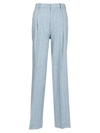 Tagliatore Pinstriped Tailored Trousers Light Blue
