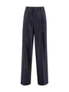 Tagliatore Trousers Wide Leg Front Pleats In Blue