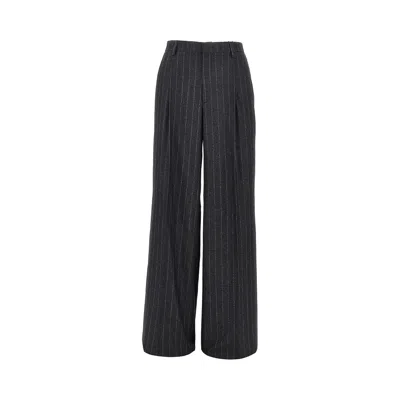 Tagliatore Pinstriped Wool Blend Pants With Dart In Black