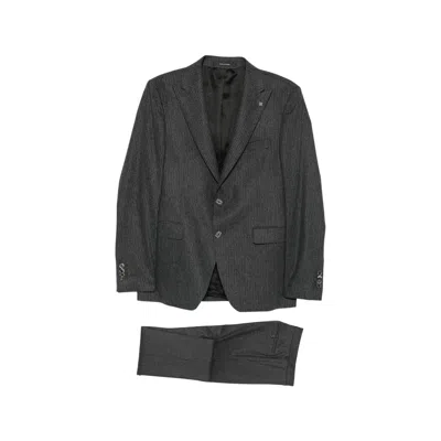 Tagliatore Pinstriped Wool Suit In Black