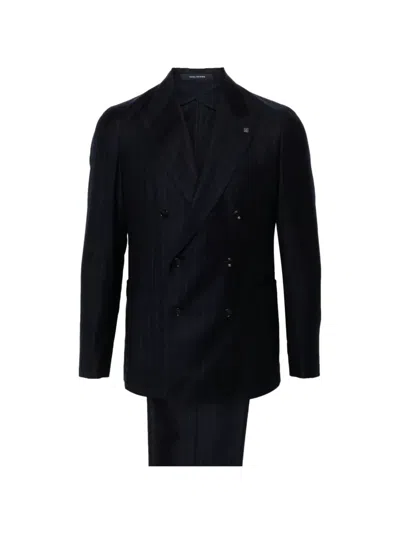 Tagliatore Pinstripe-pattern Double-breasted Suit In Blue