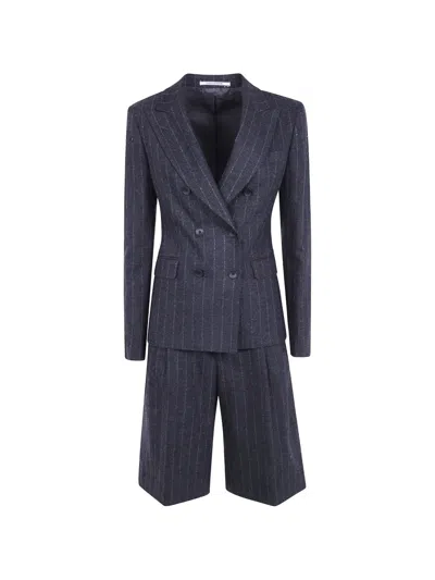Tagliatore Pinstripe-pattern Double-breasted Suit In Blue