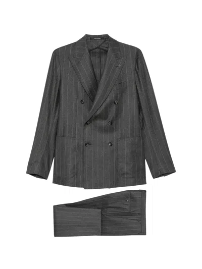 Tagliatore Pinstripe-pattern Double-breasted Suit In Transparent