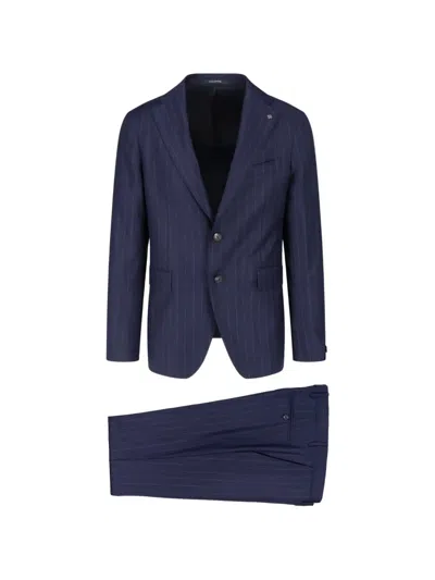 Tagliatore Pinstripe-pattern Single-breasted Suit In Blue