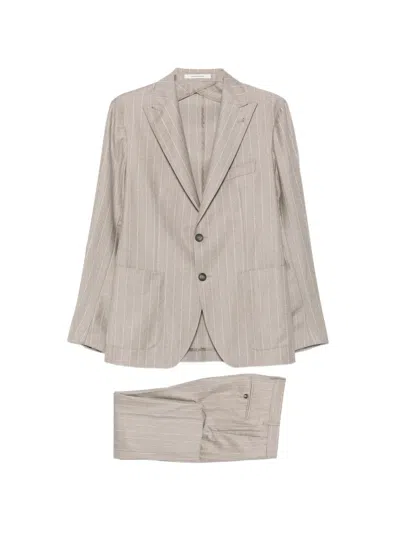 Tagliatore Pinstripe-pattern Single-breasted Suit In Neutral