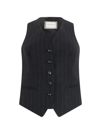 Tagliatore Pinstripe-pattern Sleeveless Waistcoat In Gray