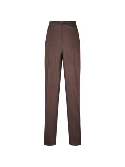 Tagliatore Pinstripe-pattern Trousers In Brown