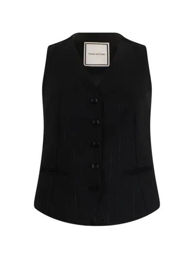 Tagliatore Pinstripe-pattern V-neck Waistcoat In Black