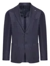 Tagliatore Pique-texture Single-breasted Blazer In Blue
