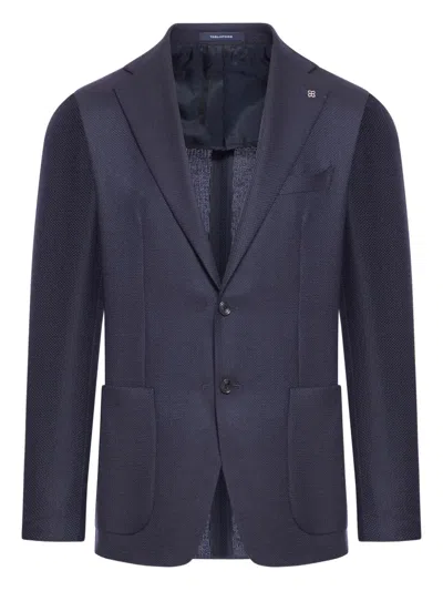 Tagliatore Pique-texture Single-breasted Blazer In Blue