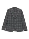 Tagliatore Plaid Button Blazer In Gray