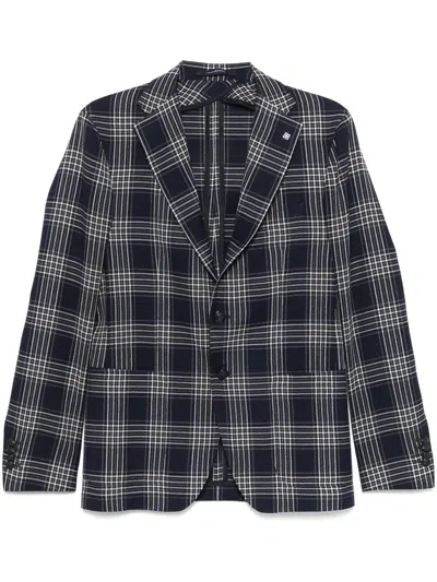 Tagliatore Plaid-pattern Blazer In Blue