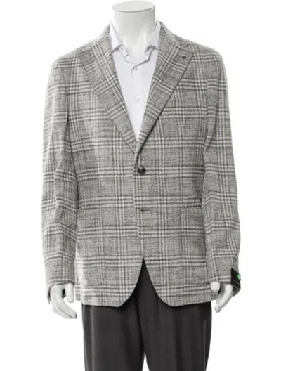 Pre-owned Tagliatore Plaid Print Blazer In Gray