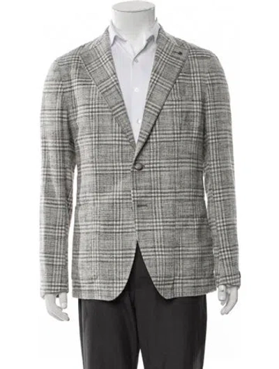 Pre-owned Tagliatore Plaid Print Blazer In Gray