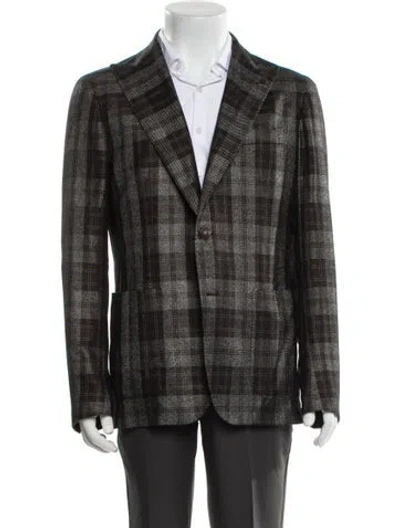 Pre-owned Tagliatore Plaid Print Blazer In Multi