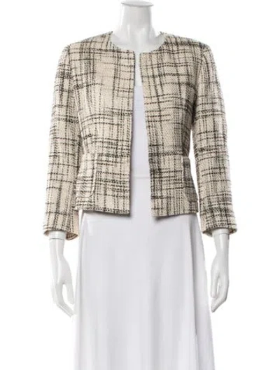 Pre-owned Tagliatore Plaid Print Blazer In Neutrals