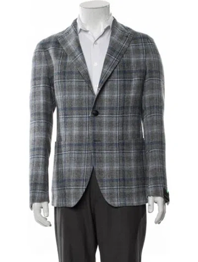 Pre-owned Tagliatore Plaid Print Blazer W/ Tags In Gray