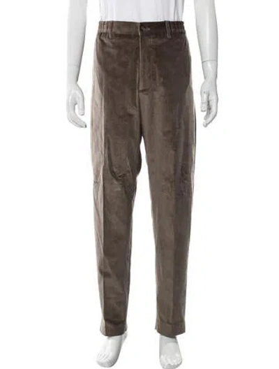 Pre-owned Tagliatore Plaid Print Corduroy Pants In Brown