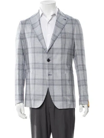 Pre-owned Tagliatore Plaid Print Sport Coat In Blue