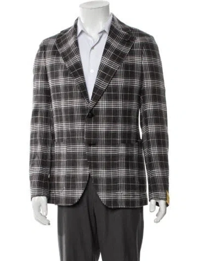 Pre-owned Tagliatore Plaid Print Sport Coat In Gray