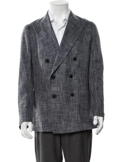 Pre-owned Tagliatore Plaid Print Tuxedo In Blue