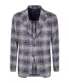 Tagliatore Plaid Single-breasted Jacket In Blue
