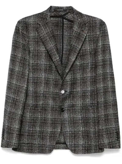 Tagliatore Plaid Wool Blend Jacket In Black