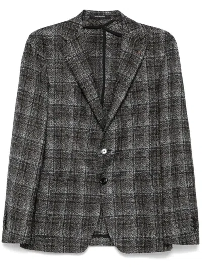 TAGLIATORE PLAID WOOL BLEND JACKET